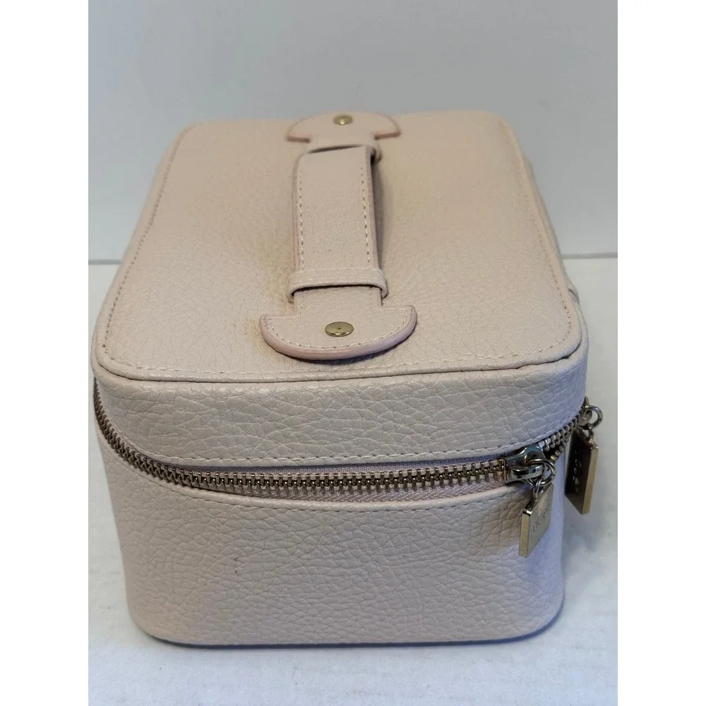 Jouer Cosmetics Deluxe Leather train Case makeup travel bag Pink NEW